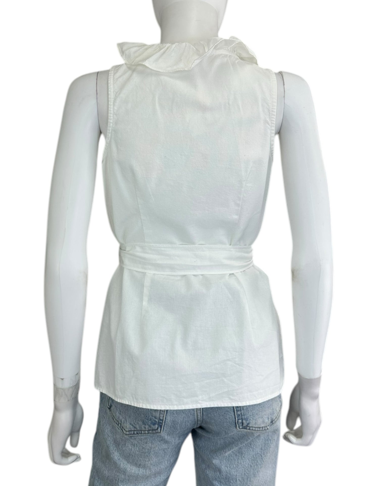 milly White Wrap Ruffle Blouse Size 2