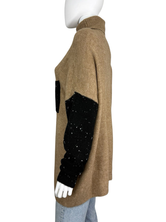 JOHN + JENN NWT Brown Colorblock Turtleneck Sweater Size M