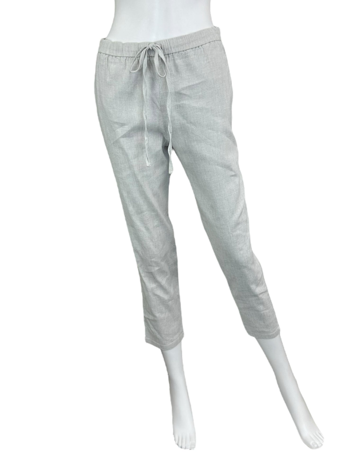 Theory Grey 100% Linen Cropped Pants Size S