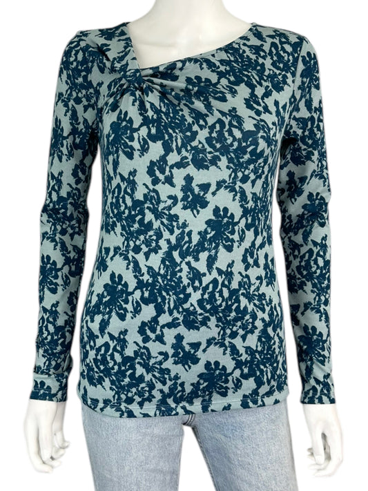 Ann Taylor Blue Floral Knit Top Size XS