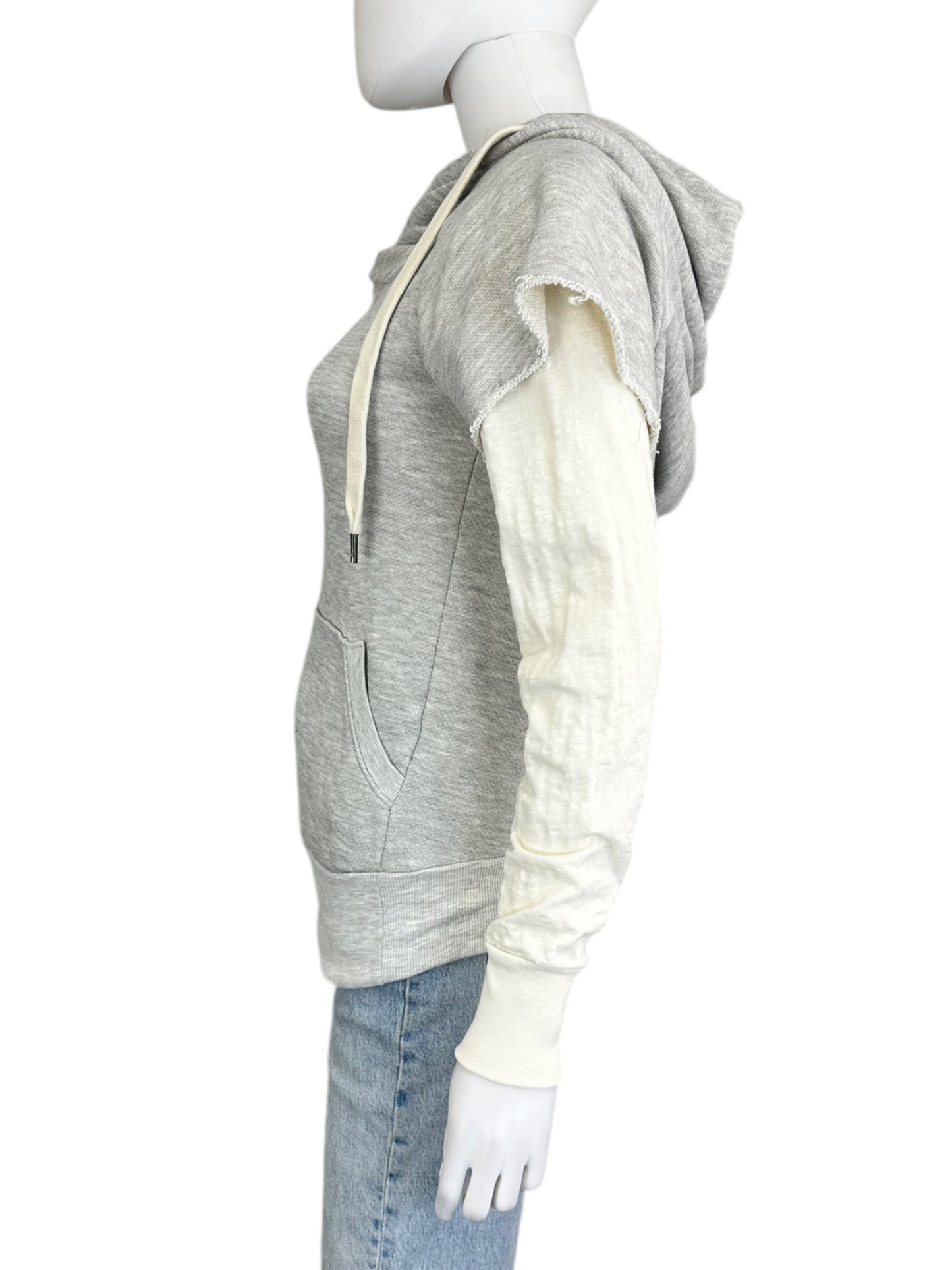 NSF Distressed Hoodie Layered Top Size S