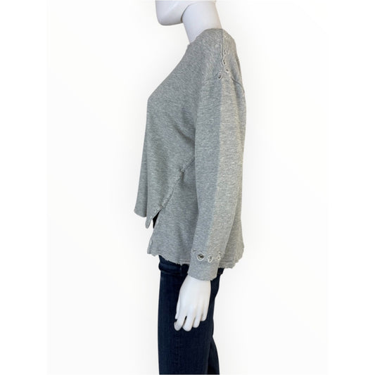 AMO Gray Distressed French Terry Sweatshirt Size S