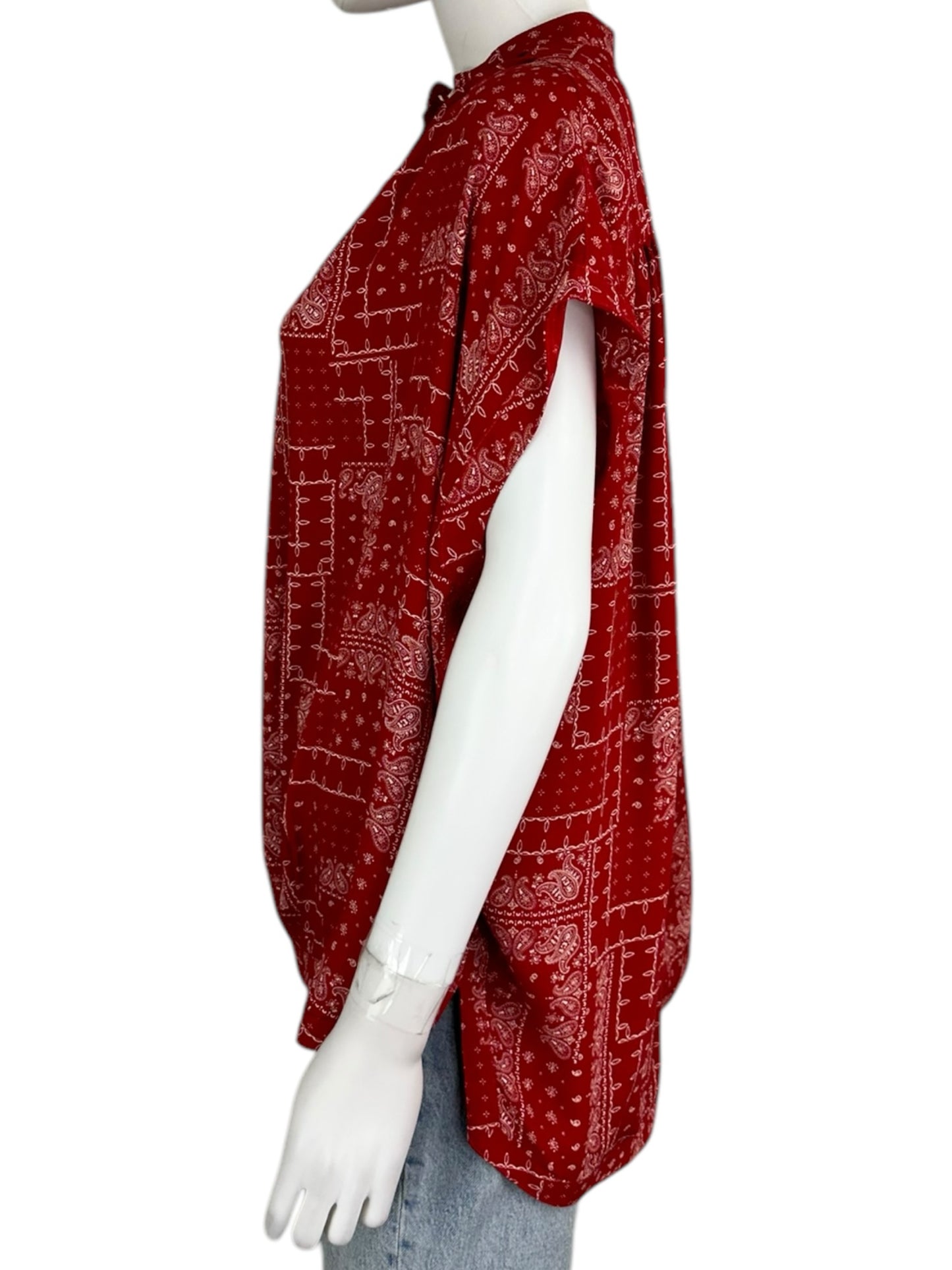 KOCH Red Paisley Blouse Size XS