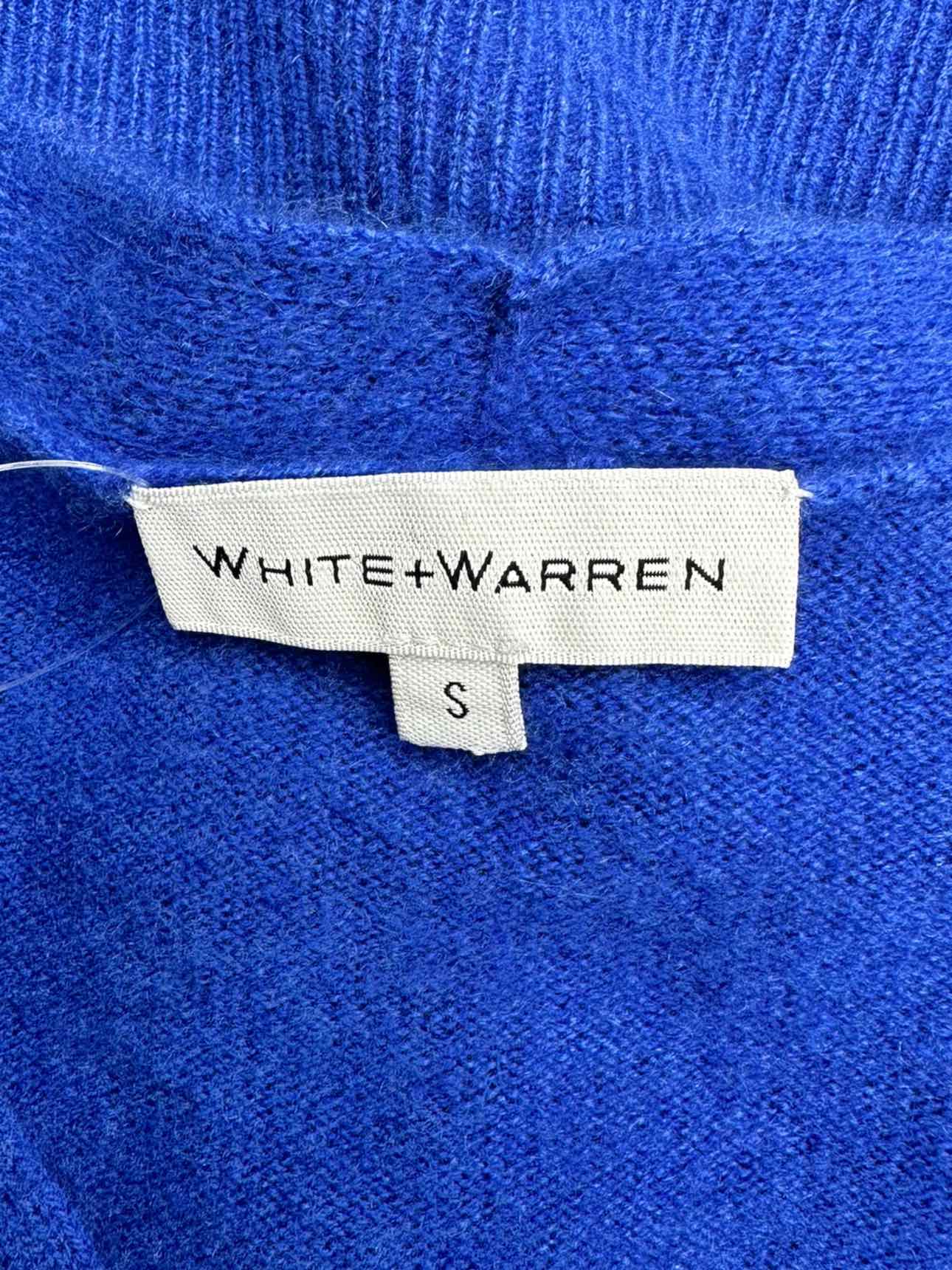 WHITE + WARREN Blue 100% Cashmere V-neck Sweater Size S
