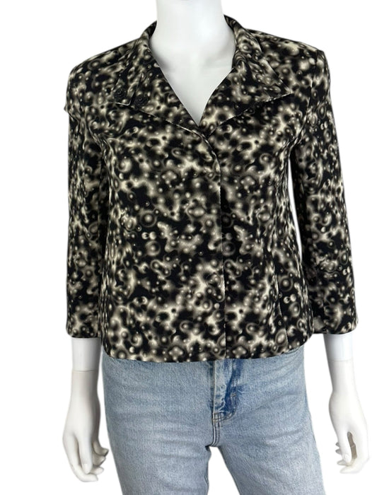 AKRIS Black Patterned Wool Jacket Size S