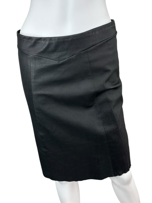 joie Black Genuine Leather Pencil Skirt Size M