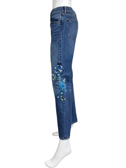 Johnny Was Embroidered Butterfly Boyfriend Jeans Size 28