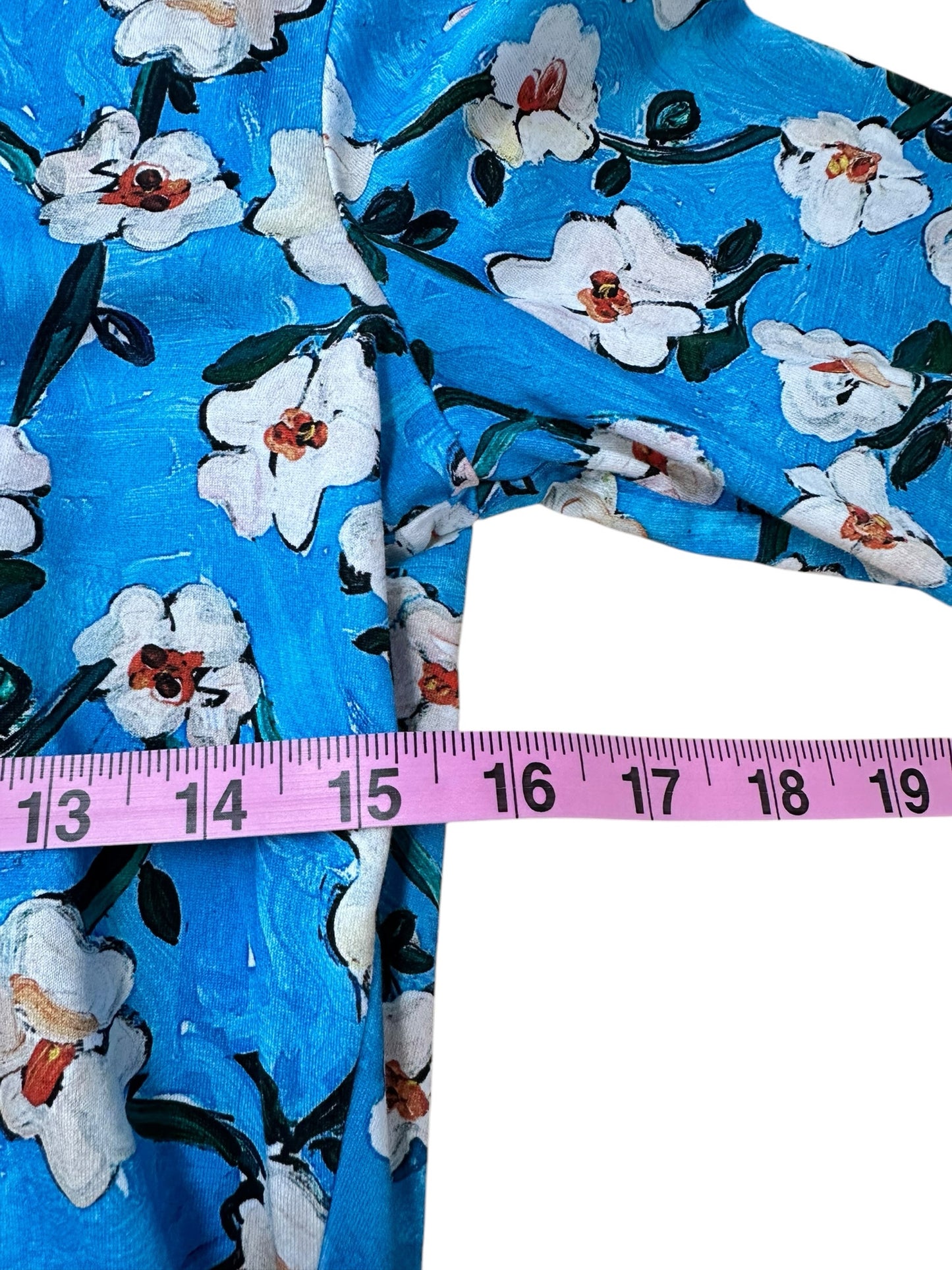 ESCADA Blue Floral Long Sleeve Top Size S