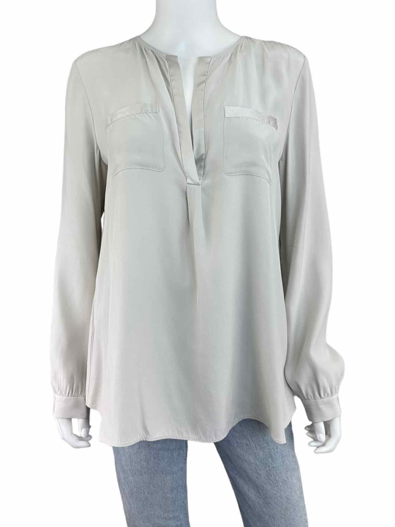 LAFAYETTE 148 NEW YORK Gray 100% Silk Blouse Size 10