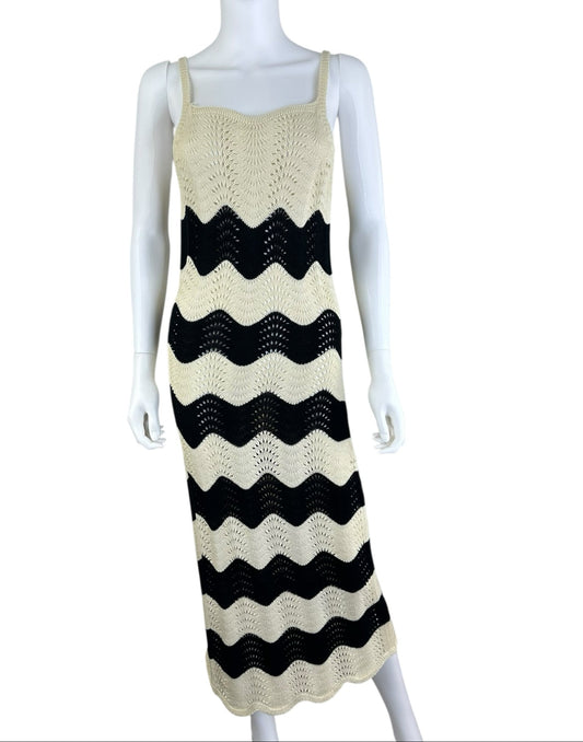 4sienna Cream and Black Crochet Maxi Dress Size M