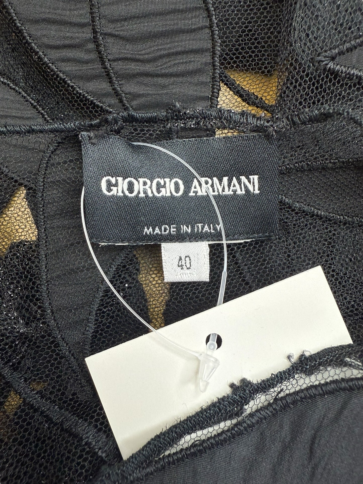 GIORGIO ARMANI Black Sheer Floral Blouse Size 40