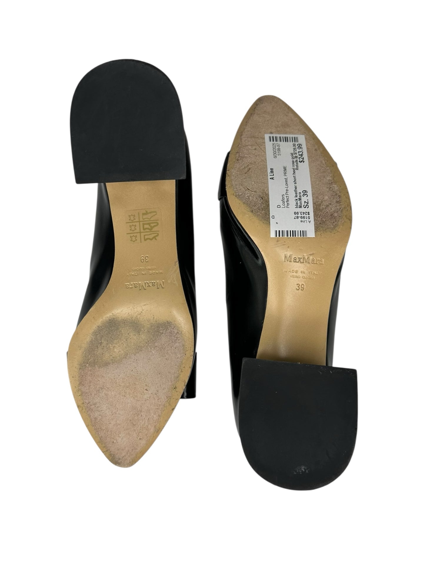 Max Mara Black Leather Colomba Pumps Size 39