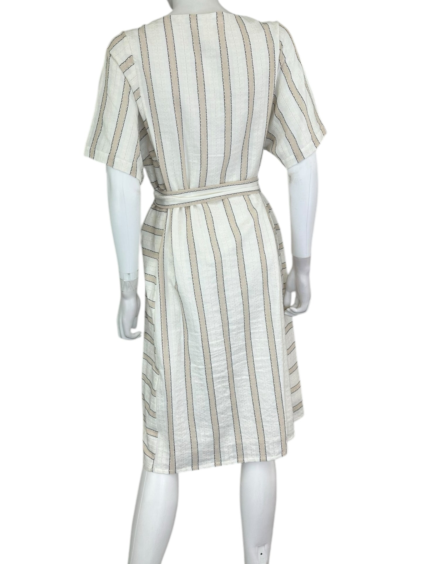 EKOYOG Beige and White Striped Maxi Dress Size 10/12
