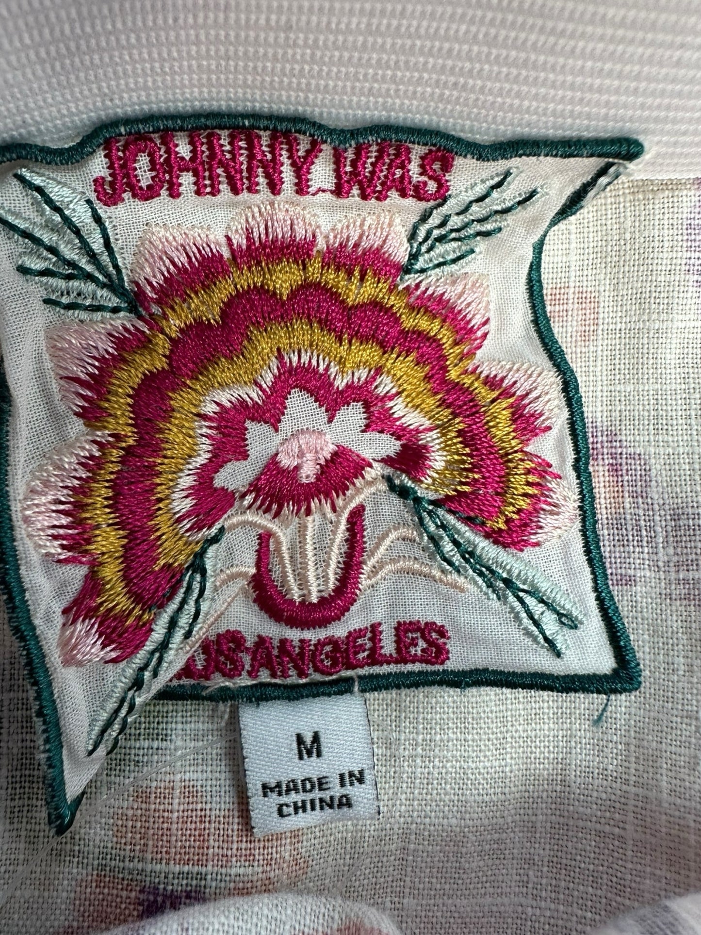 Johnny Was 100% Linen Floral Maxi Skirt Size M