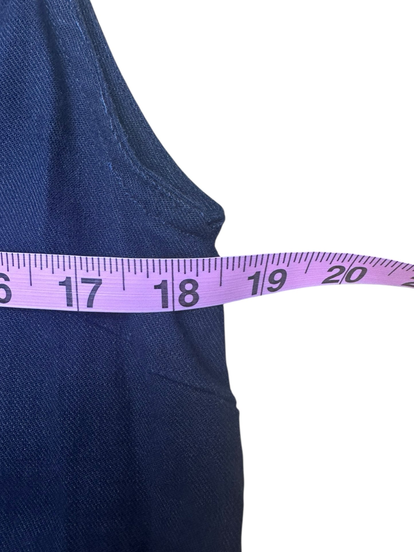 TAHARI Navy Linen Blend Shift Dress Size 14