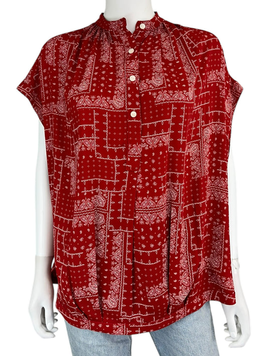 KOCH Red Paisley Blouse Size XS