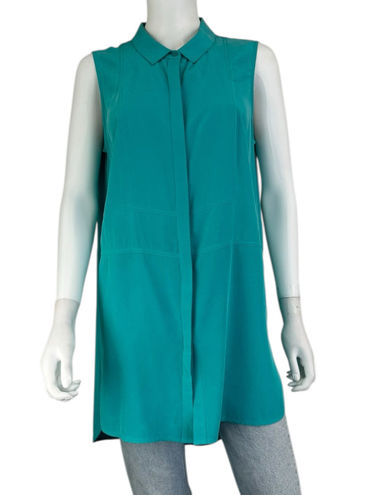 LAFAYETTE 148 NEW YORK Aqua Silk Tunic Size L