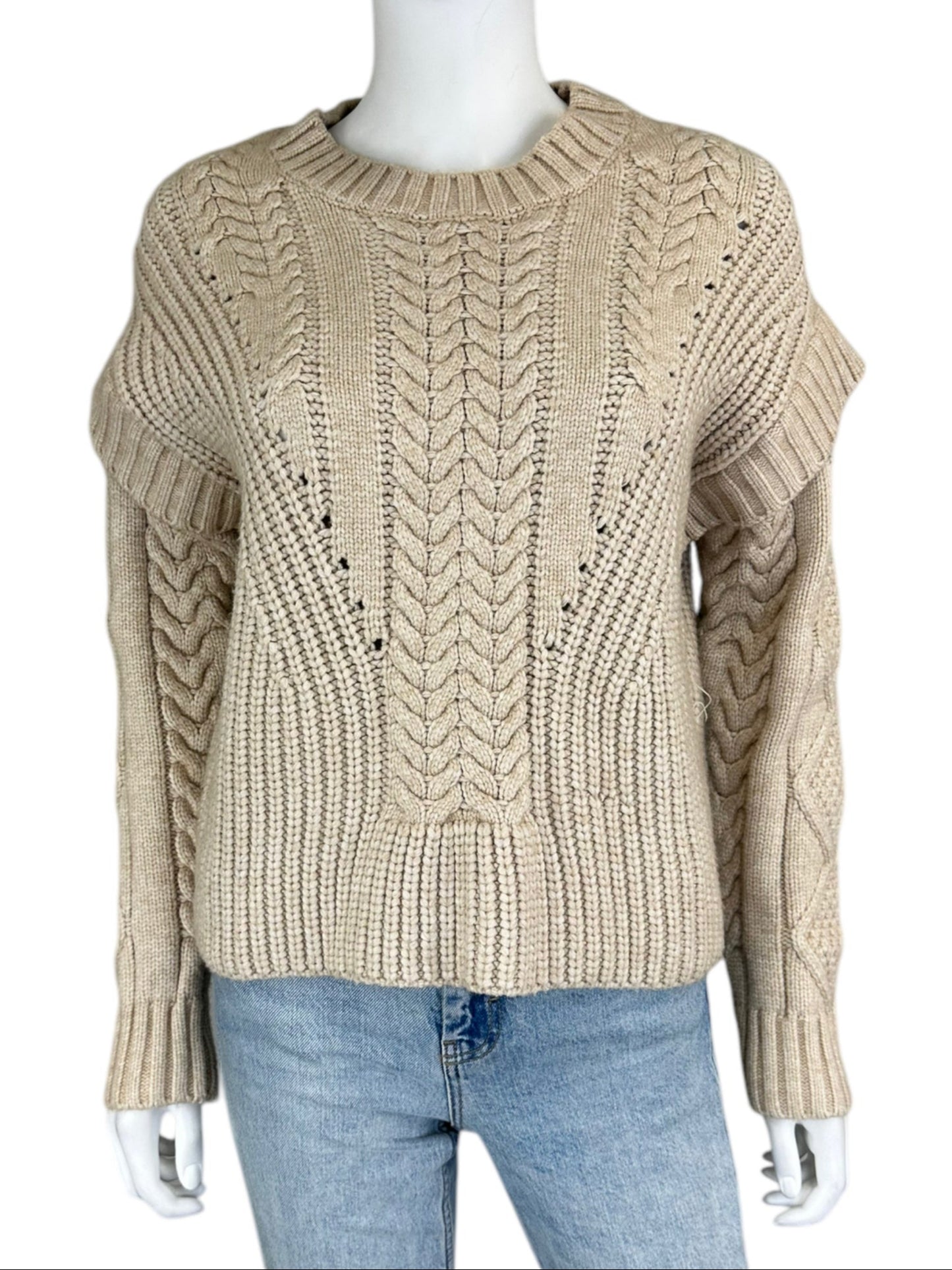 Jamison Tan Cable Knitted Sweater Size S