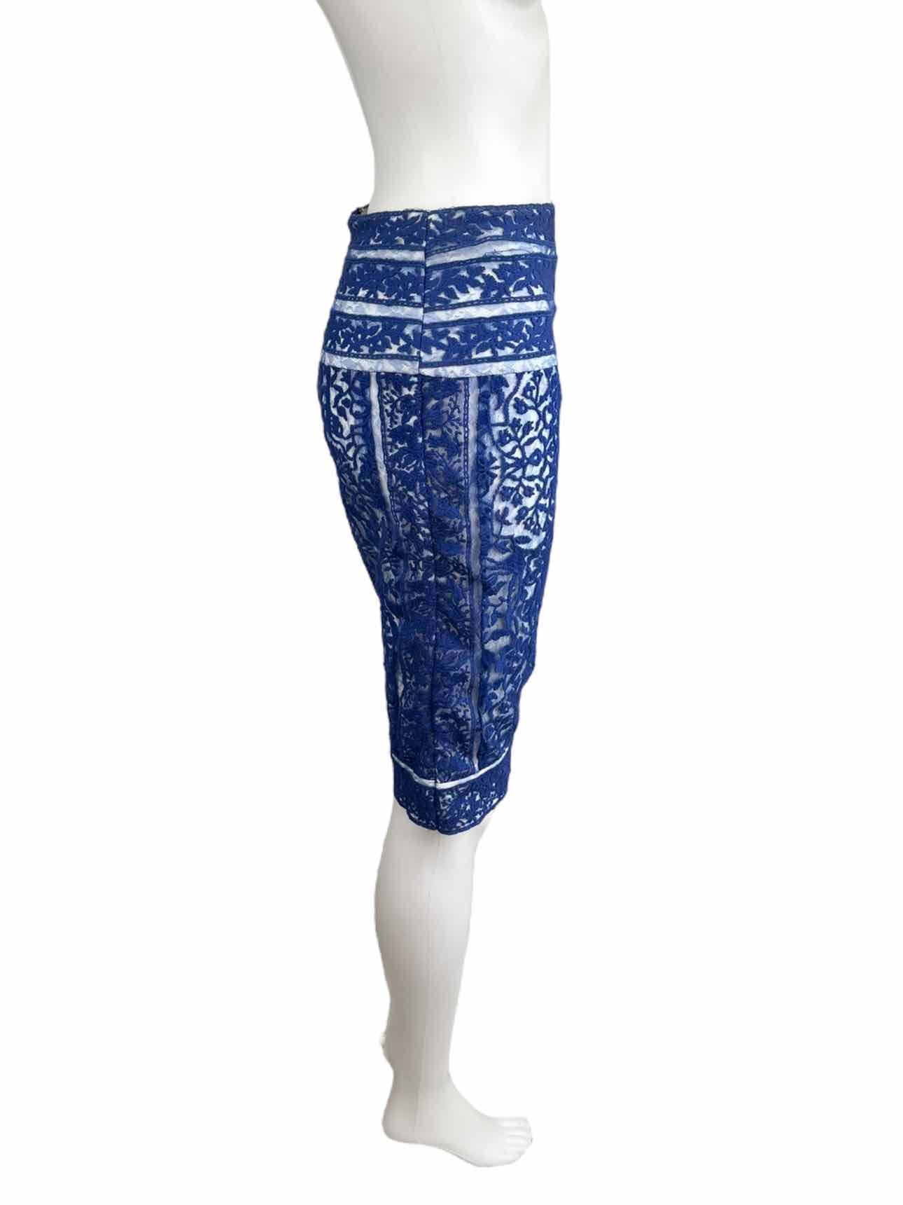 TADASHI SHOJI Blue Lace Pencil Skirt Size 4
