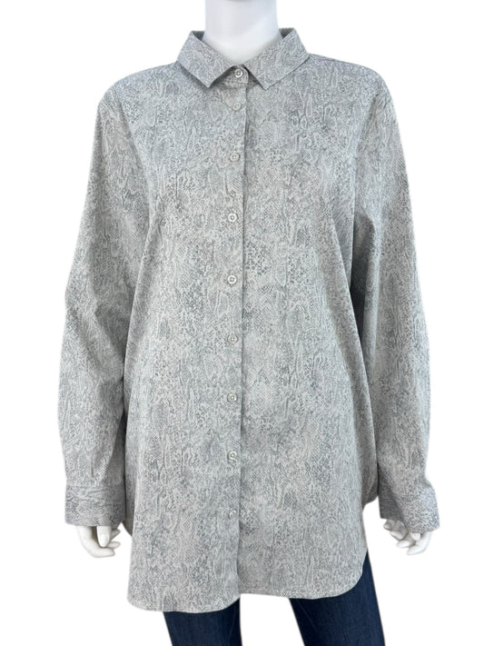 Chico's NWT Grey Python Print Button-Down Shirt Size XL