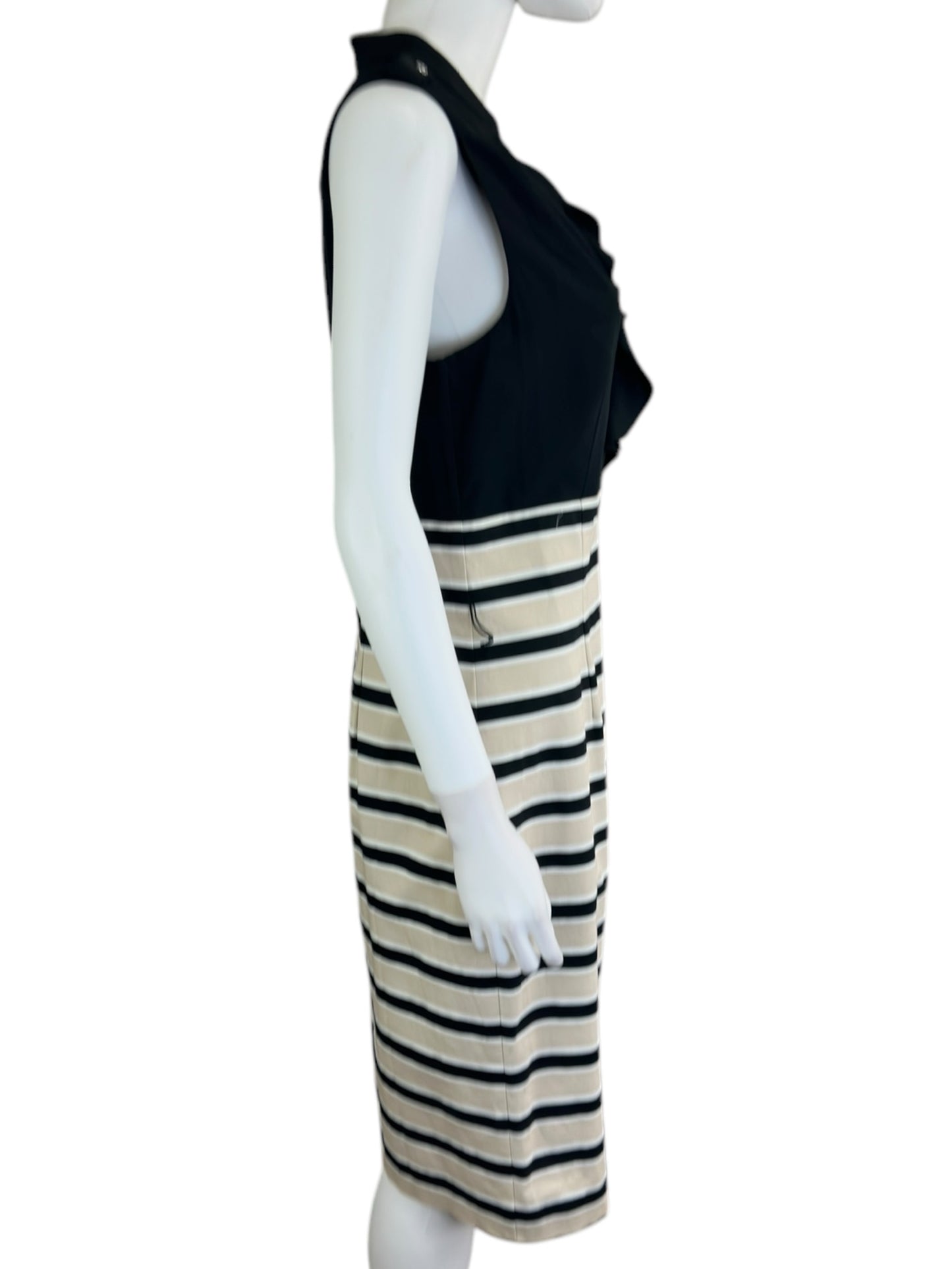 White House Black Market Black Striped Midi Dress Size M