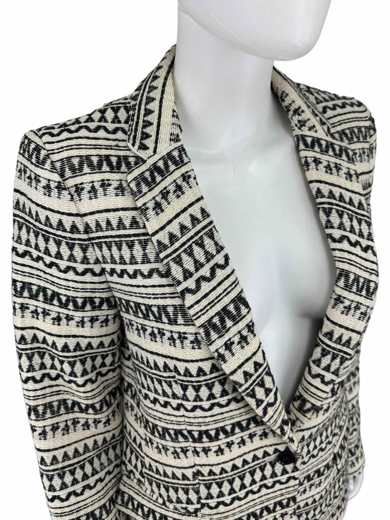 BANANA REPUBLIC Black & Cream Jacquard Blazer Size 6