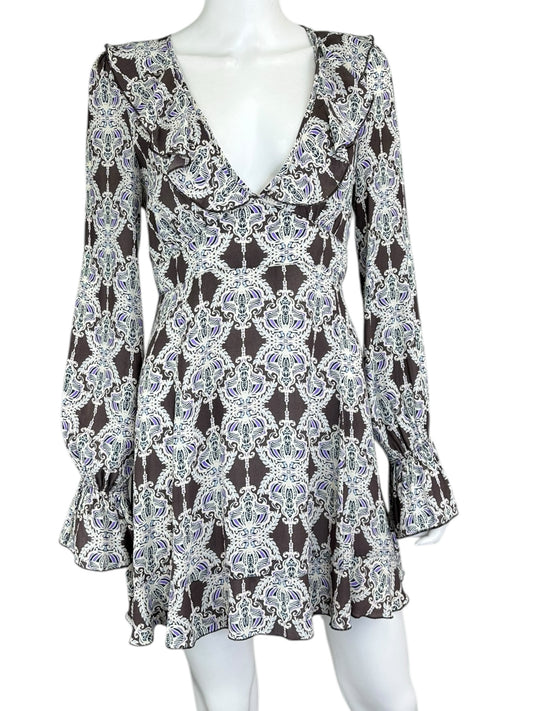 Free People Brown Paisley Mini Dress Size M