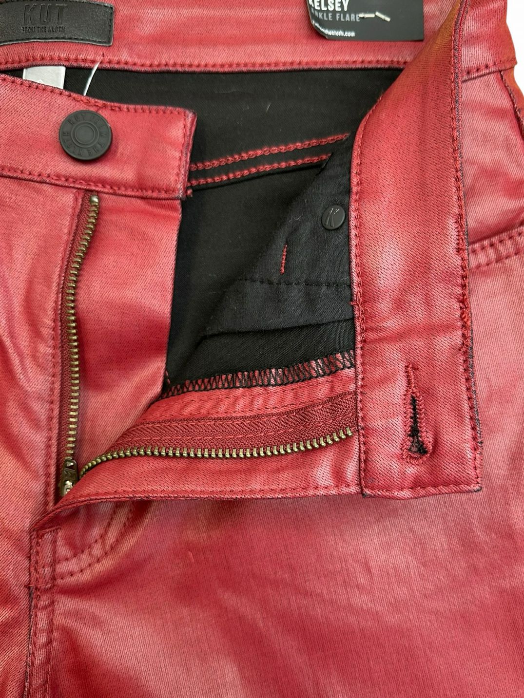 KUT from the Kloth NWT Burgundy Coated Kelsey Crop Boot Jeans Size 6