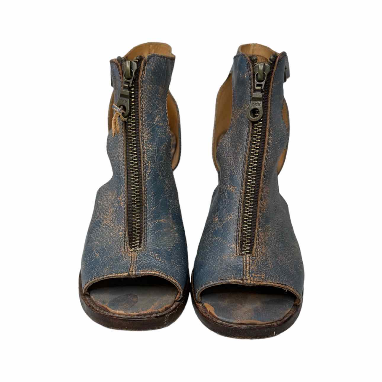 bed stu Blue Leather OLENA Booties Size 8