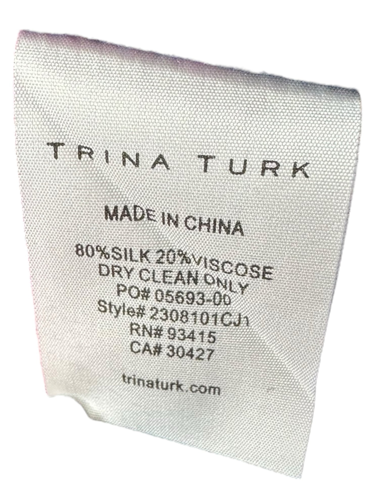 TRINA TURK Navy Floral Silk Print Blouse Size L