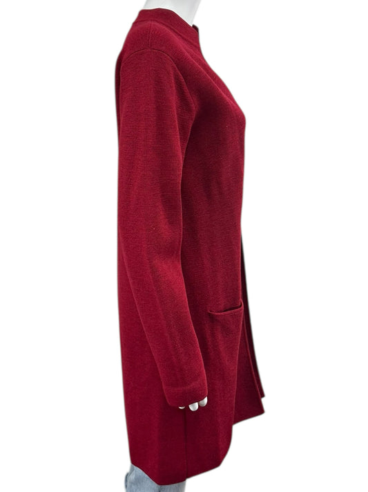 EILEEN FISHER Red 100% Wool Sweater Duster Cardigan Size M