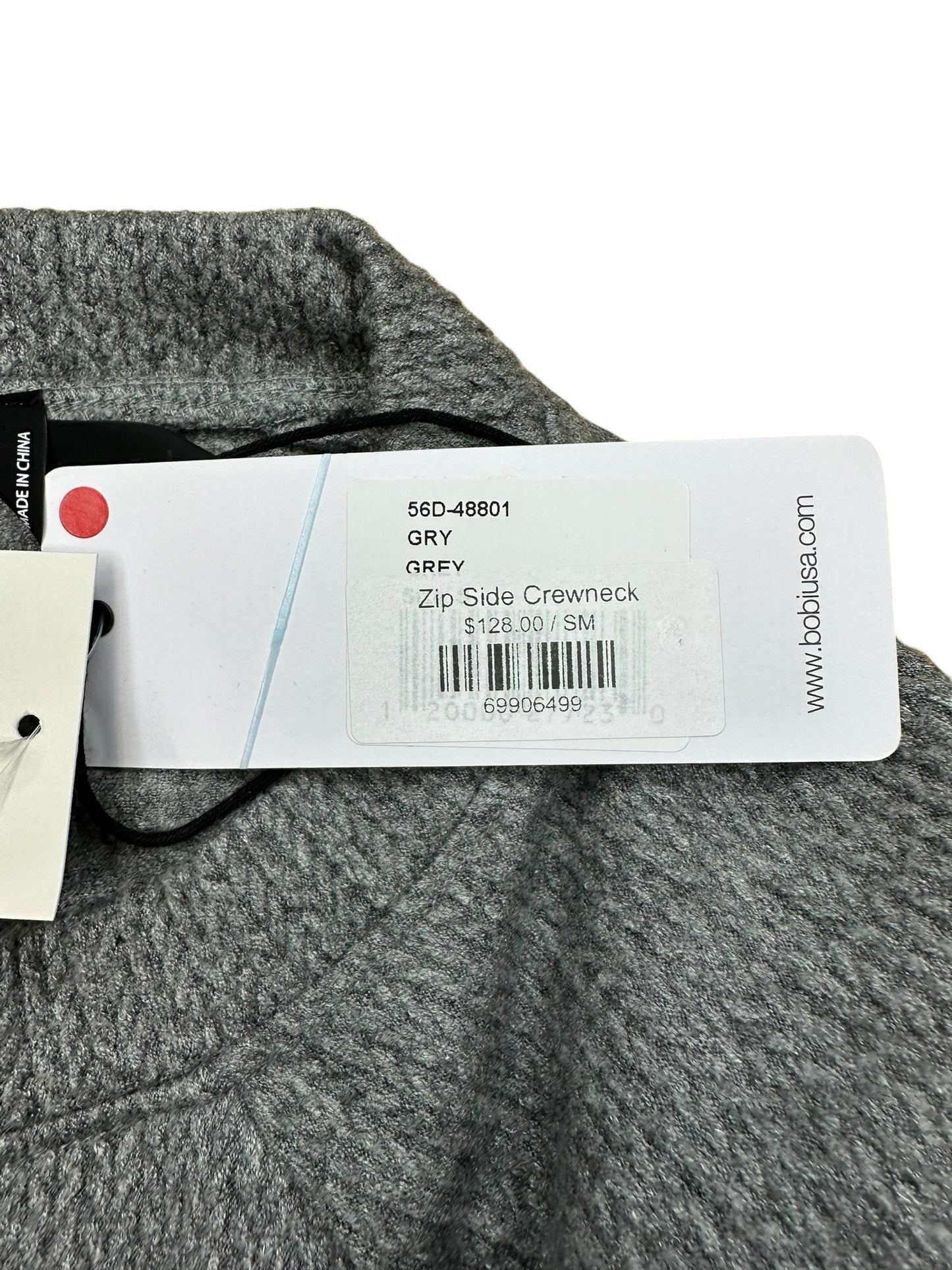 bobi NWT Grey Zipside Crewneck Knit Top Size S