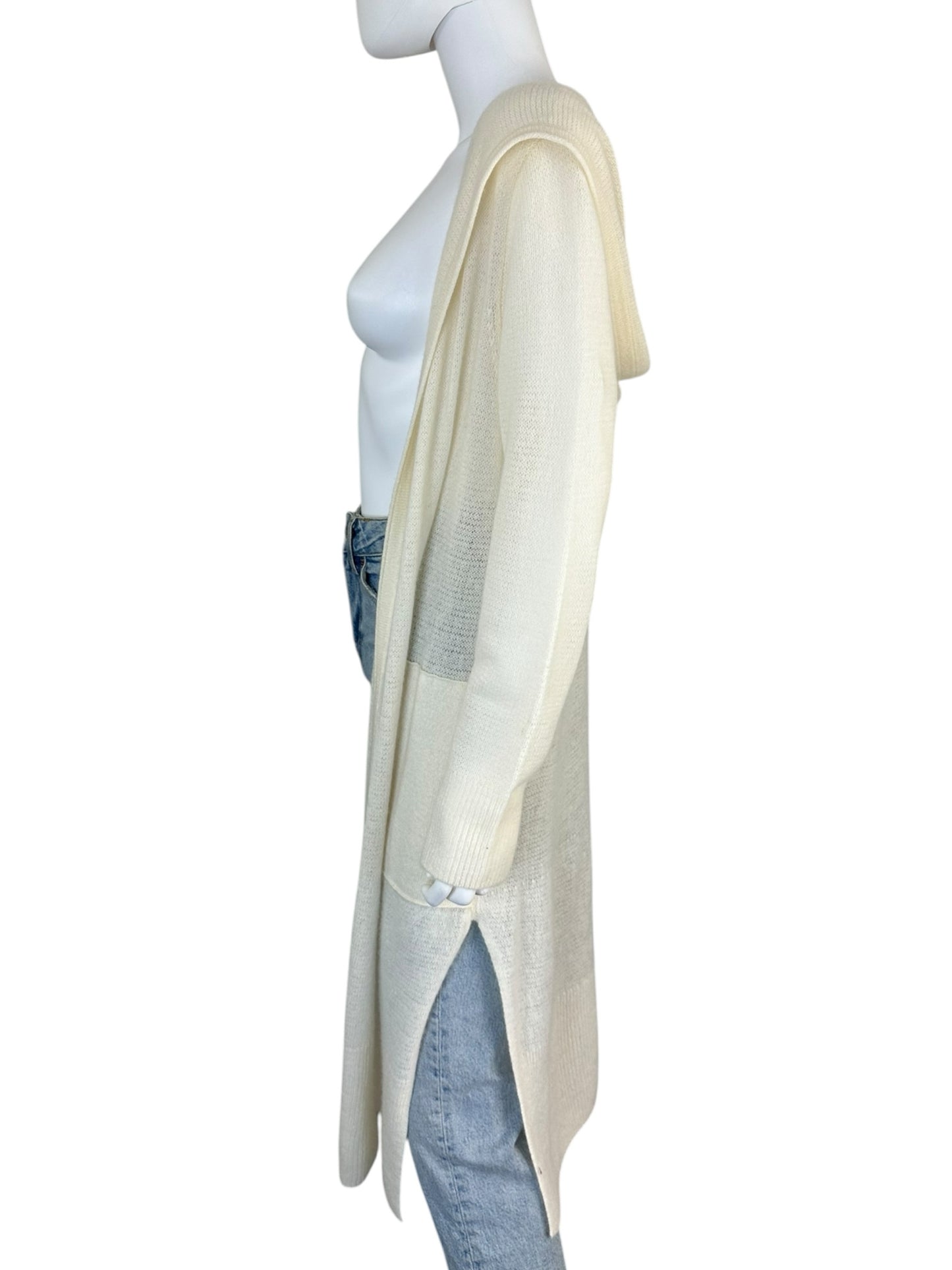 WHITE + WARREN Ivory 100% Cashmere Sweater Cardigan Size L