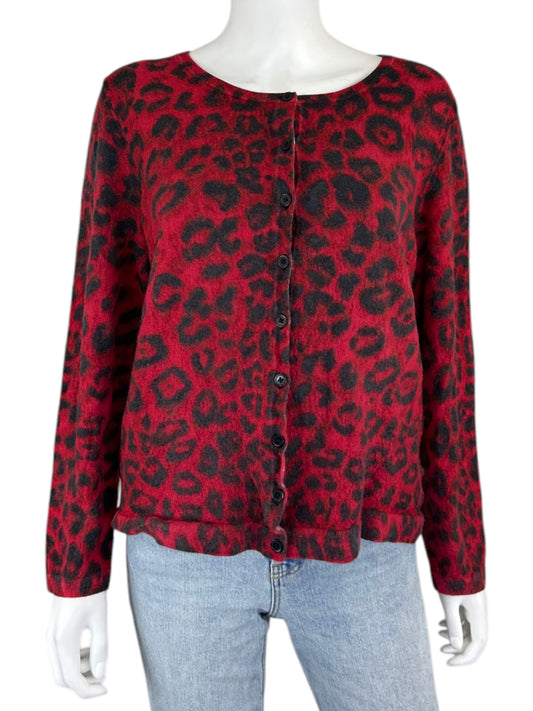 Talbots Red Leopard Merino Wool Sweater Size 2X