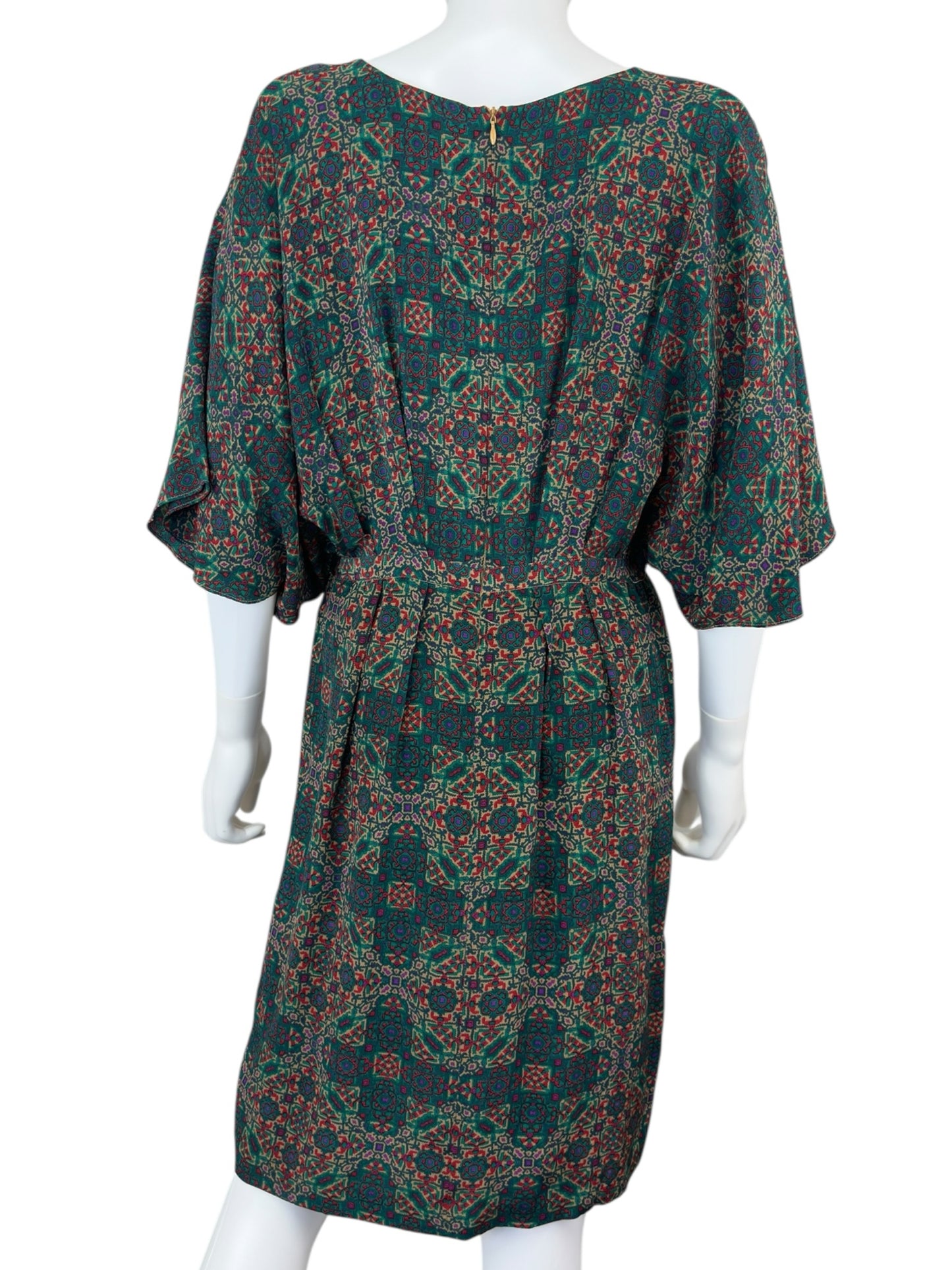 NIEVES LAVI Green 100% Silk Mini Dress Size 8