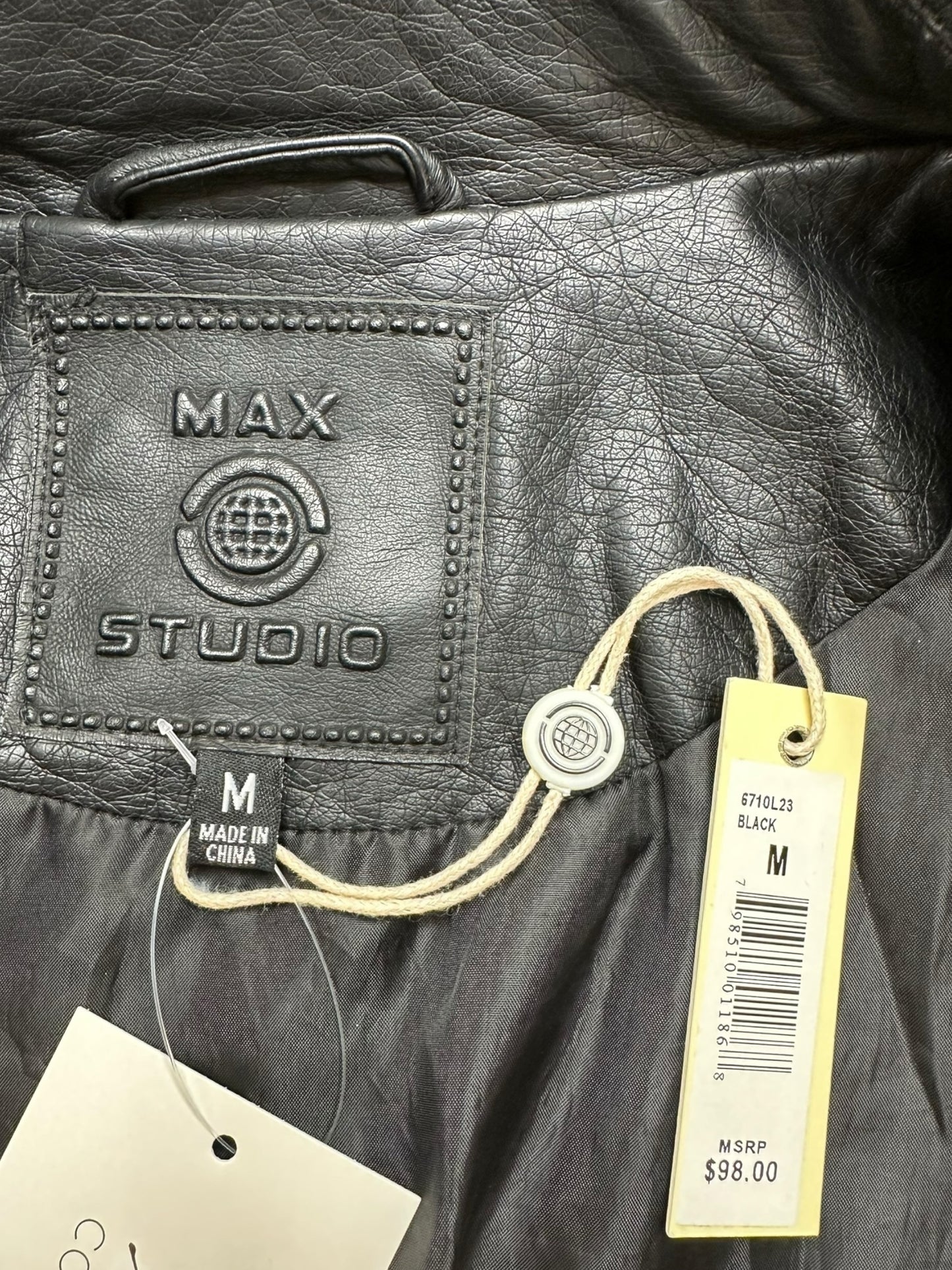 MAX STUDIO NWT Black Vegan Leather Moto Jacket Size M