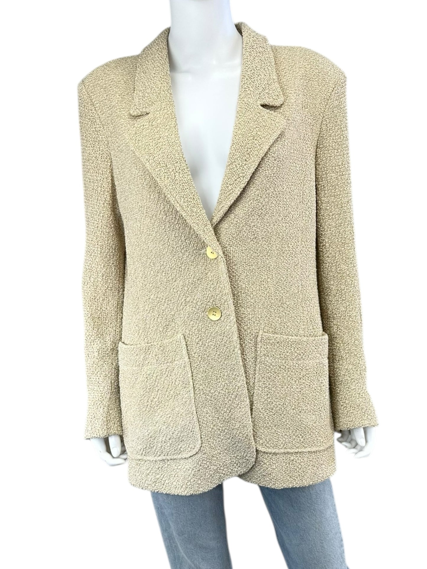 Iris Setlakwe Tan Linen Knit Blazer Size 12