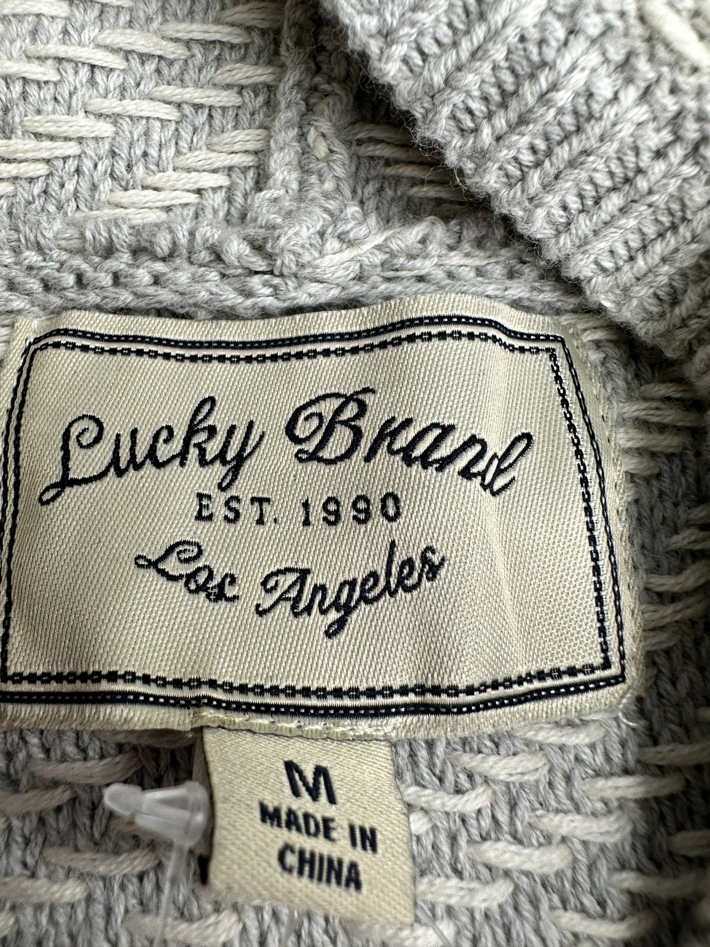 Lucky Brand NWT Grey and White Striped Knit Cardigan Size M