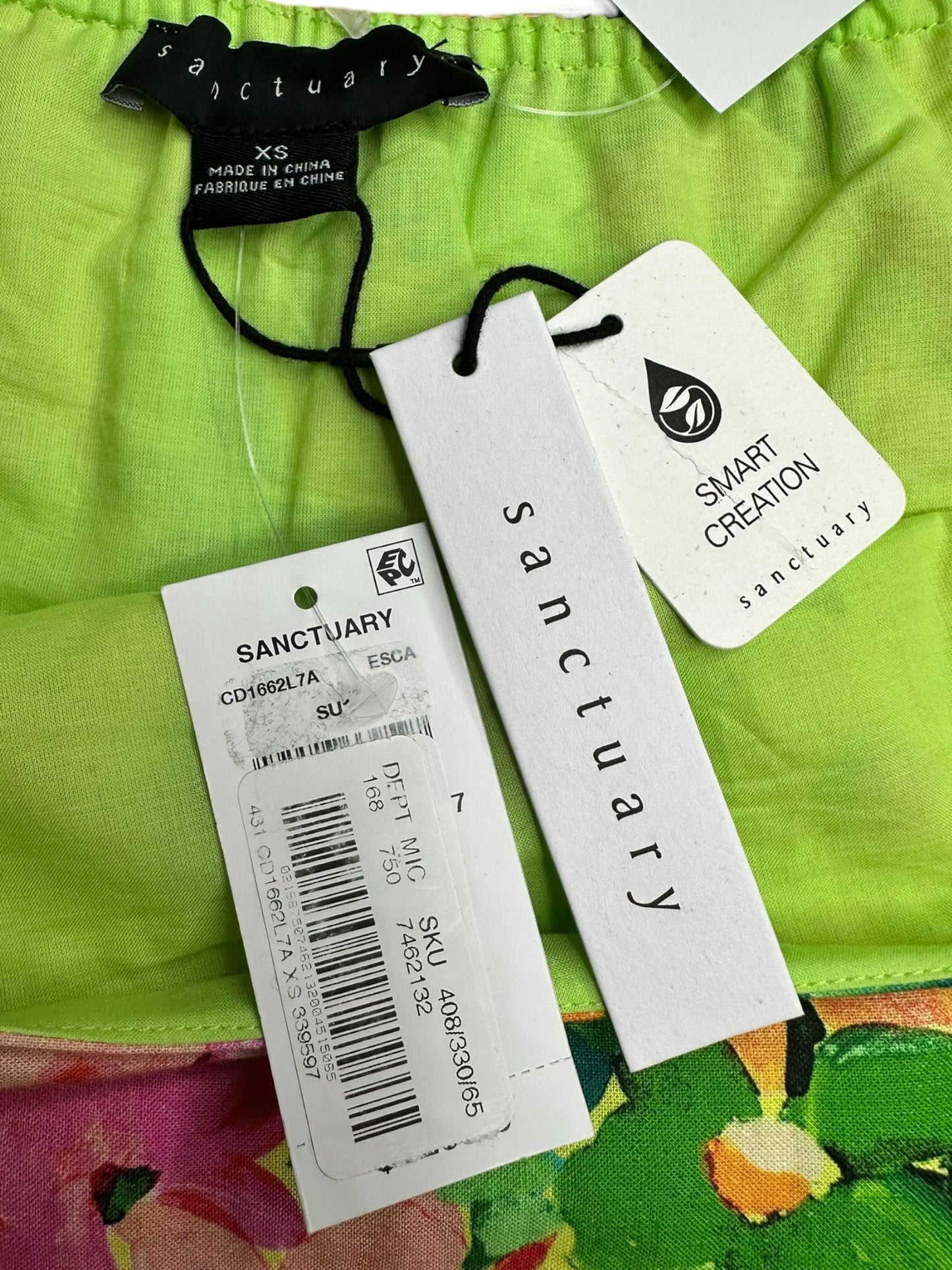 sanctuary NWT Green Floral Linen Sundress Size XS