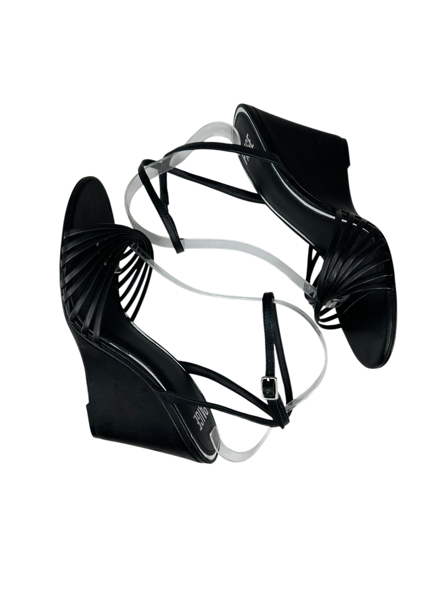 PAIGE Black Sami Ankle Strap Wedge Size 9.5