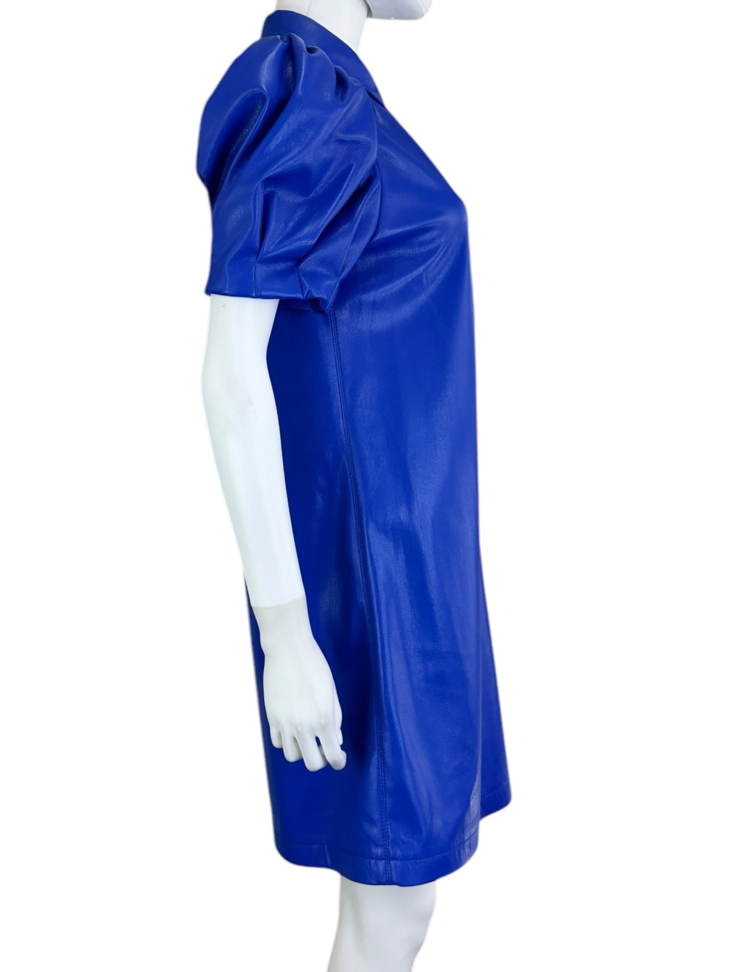 alice & olivia Blue Faux Leather Mini Dress Size M