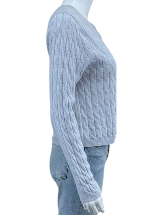 magaschoni NWT Blue 100% Cashmere Cable Sweater Cardigan Size L