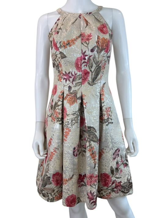VINCE CAMUTO Metallic Floral Jacquard Mini Dress Size 4