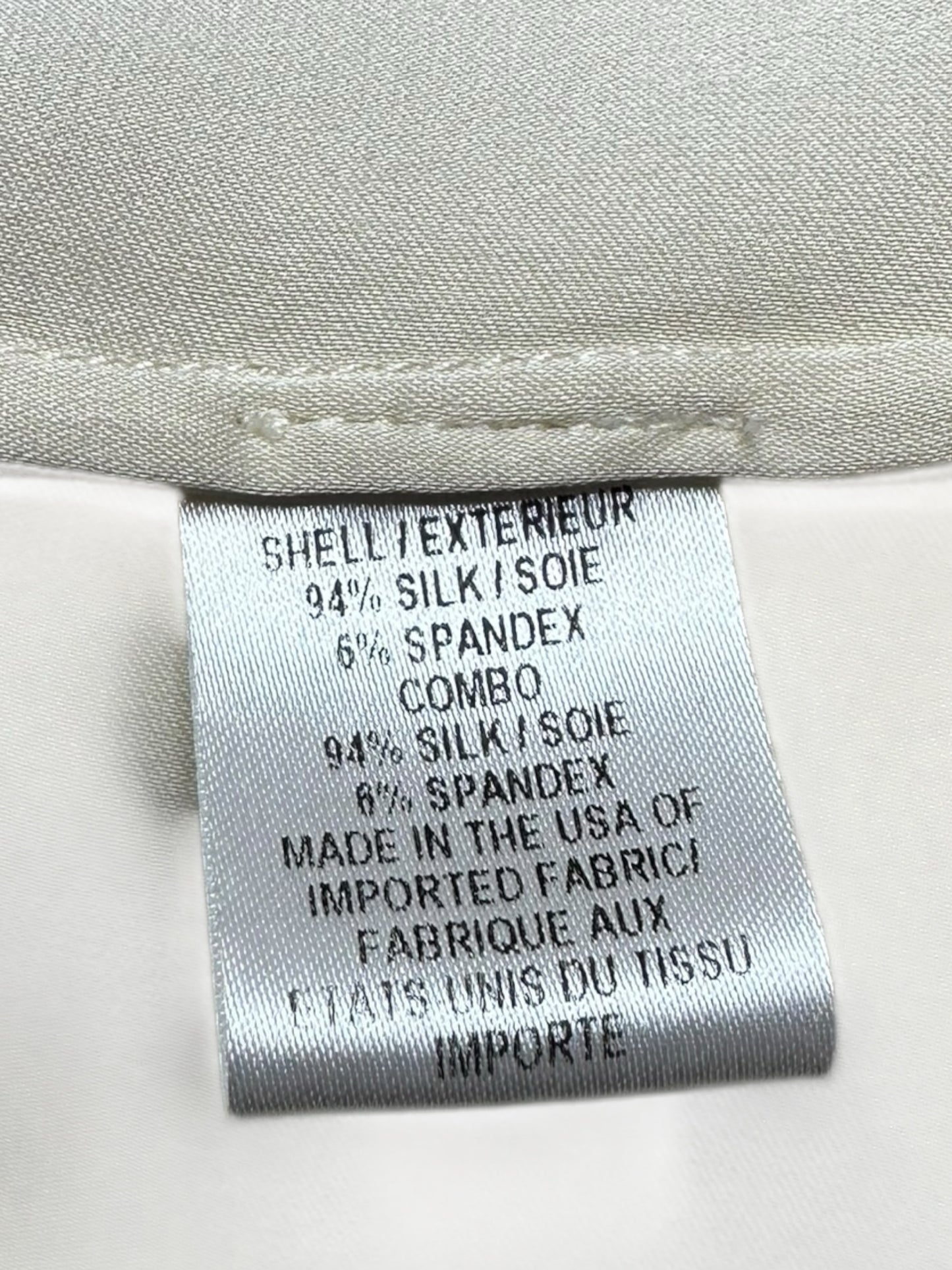 MILLY Cream Silk Button-Down Shirt Size 8