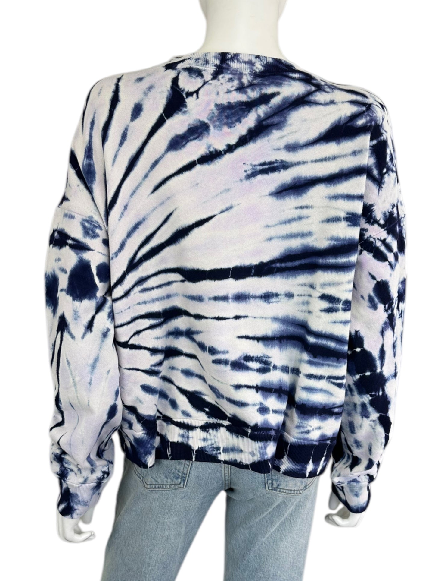 Monrow Navy 100% Cotton Tie Dye Sweatshirt Size S