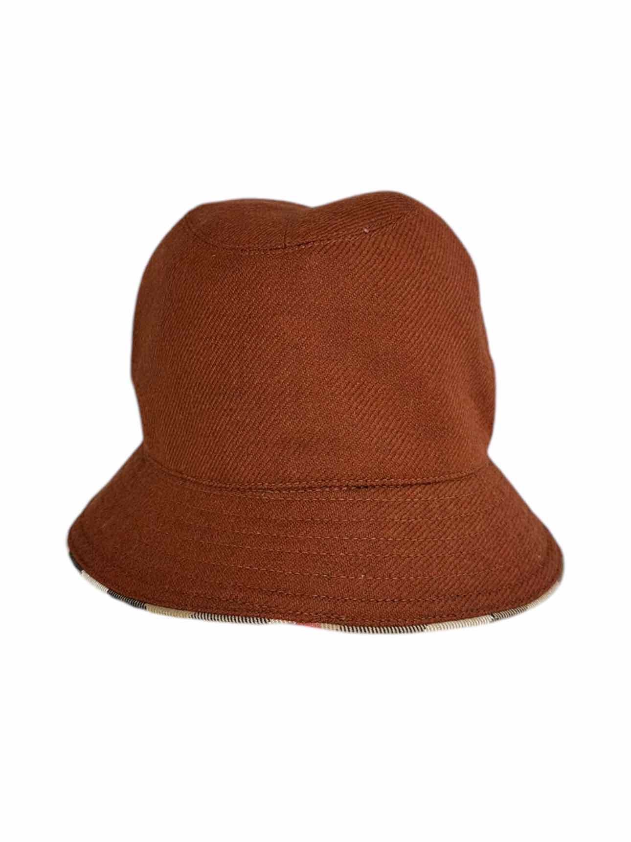 BURBERRY Burnt Orange Wool Bucket Hat Size M