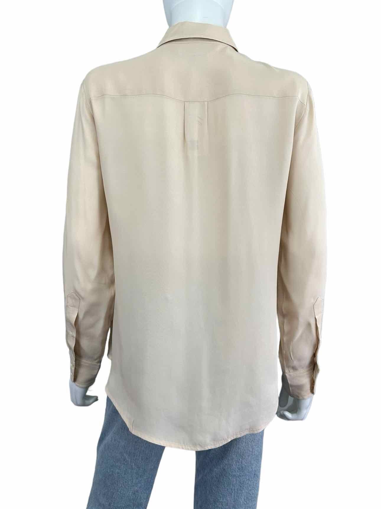 Broadway & Broome Tan 100% Silk Button-down Size S