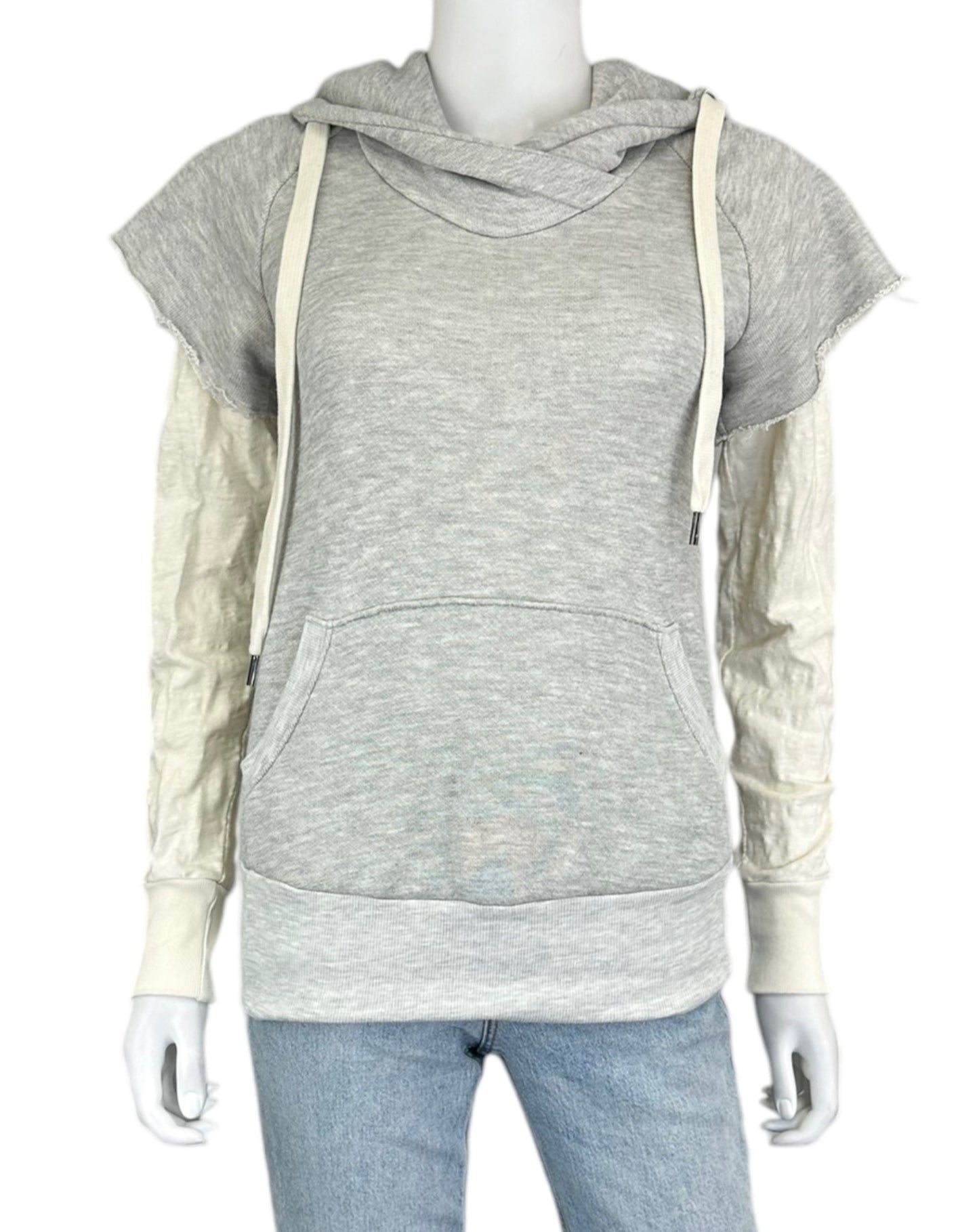 NSF Distressed Hoodie Layered Top Size S
