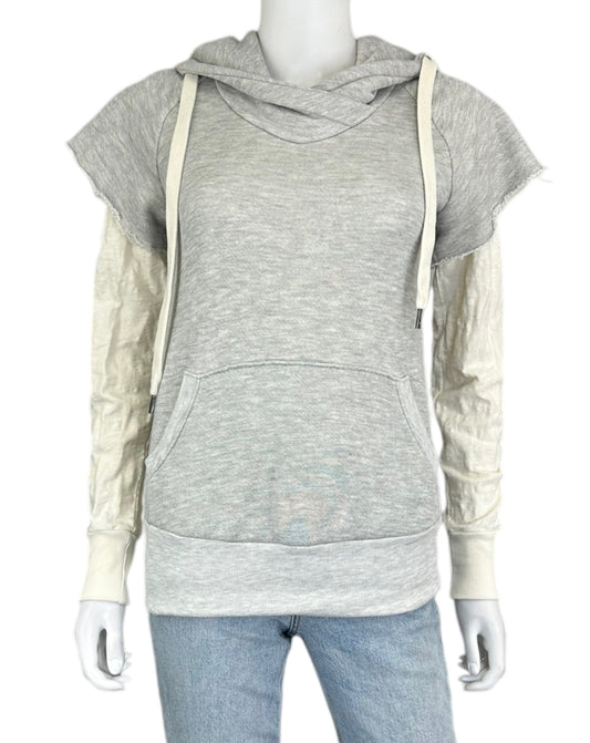NSF Gray Distressed Hoodie Layered Top Size S