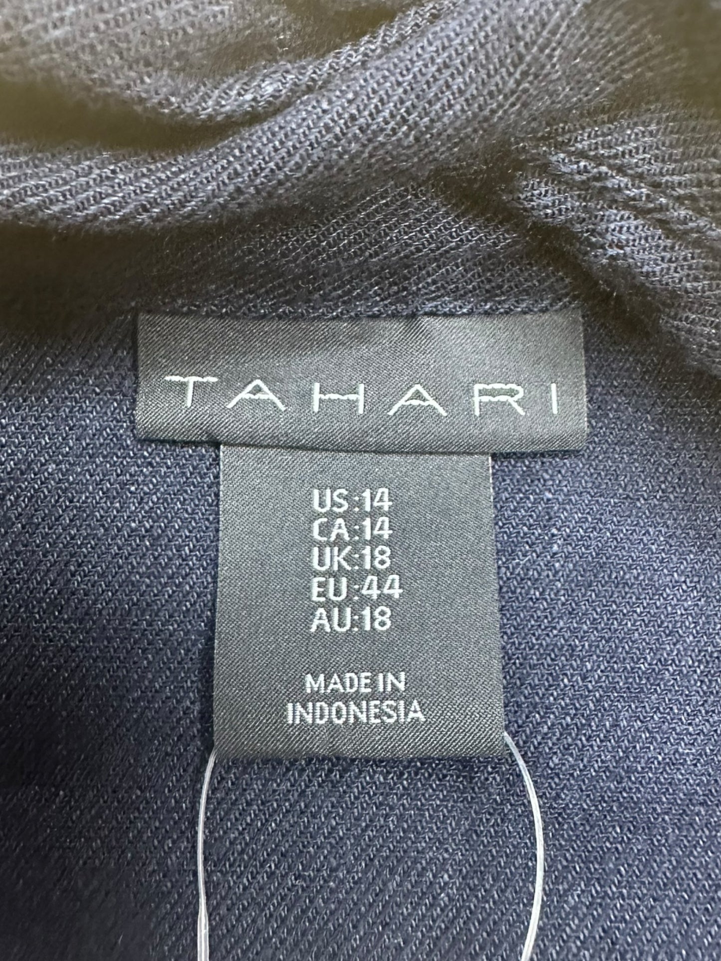 TAHARI Navy Linen Blend Shift Dress Size 14